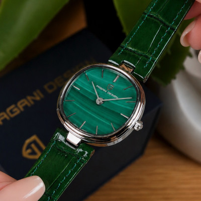 Женские часы Pagani Design PD-1825 Silver-Green Leather