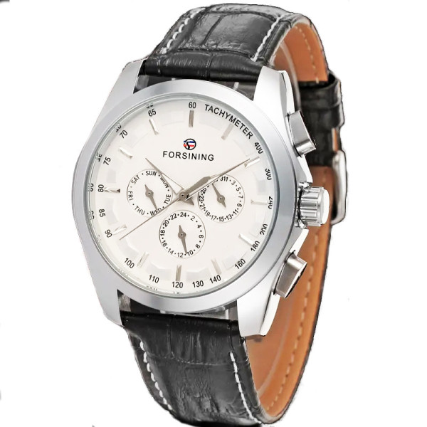 Forsining 6625 Silver-White Leather фото 1