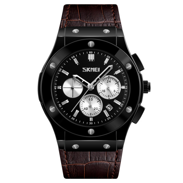Мужские часы Skmei 9157BN Brown leather фото 1