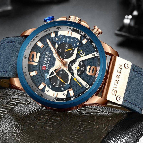 Мужские часы Curren 8329 Blue-Gold фото 10
