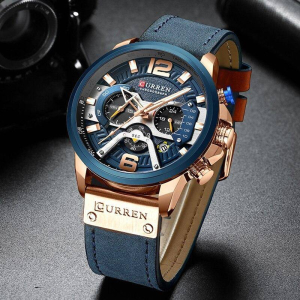 Мужские часы Curren 8329 Blue-Gold фото 9