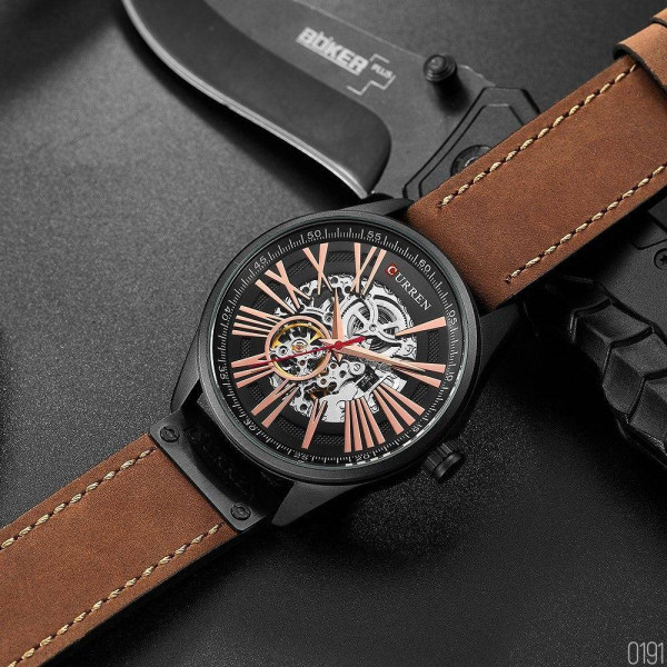 Чоловічий годинник Curren 8299 Black-Gold-Brown фото 6