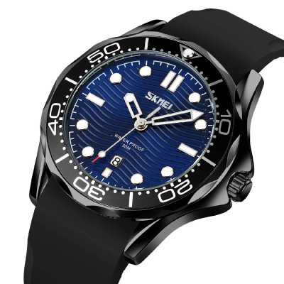 Skmei 9276PBKBU Black-Blue Silicone Strap