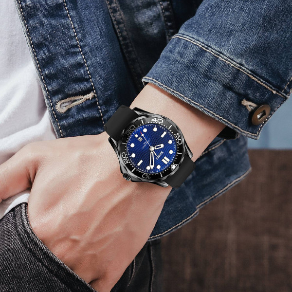 Мужские часы Skmei 9276PBKBU Black-Blue Silicone Strap фото 3