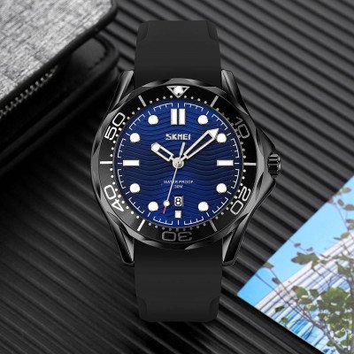 Skmei 9276PBKBU Black-Blue Silicone Strap