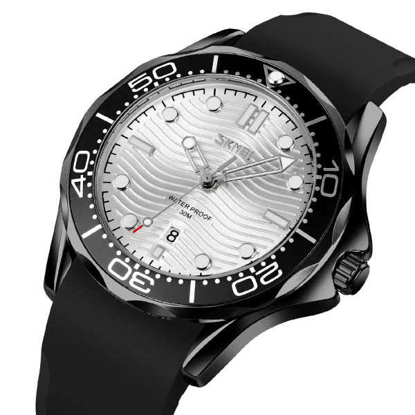 Чоловічий годинник Skmei 9276PBKSI Black-Silver Silicone strap фото 3
