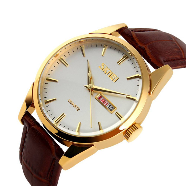 Чоловічий годинник Skmei 9073GDWT-B Gold-White men фото 3