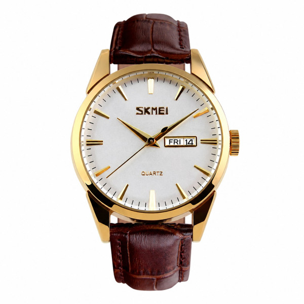 Чоловічий годинник Skmei 9073GDWT-B Gold-White men фото 1
