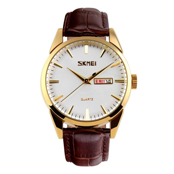 Чоловічий годинник Skmei 9073GDWT-B Gold-White men фото 1