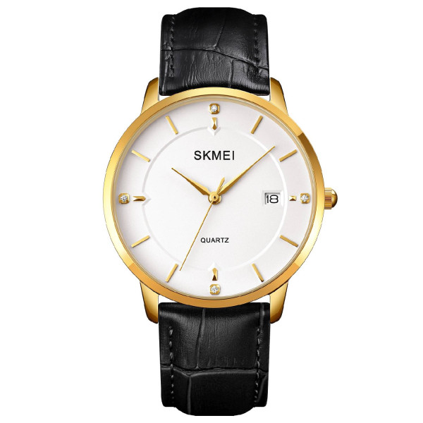 Мужские часы Skmei 1801LGDWT Gold-White Leather фото 1