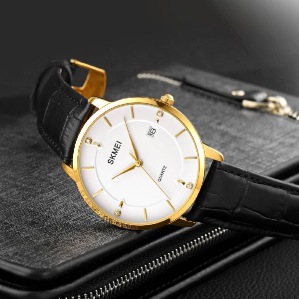 Мужские часы Skmei 1801LGDWT Gold-White Leather фото 4