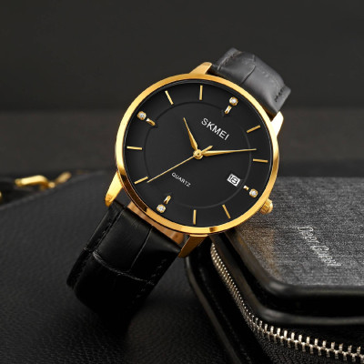 Skmei 1801LGDBK Gold-Black Leather