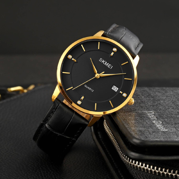 Чоловічий годинник Skmei 1801LGDBK Gold-Black Leather фото 4