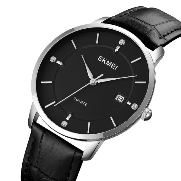 Женские часы Skmei 1801LSIBK Silver-Black Leather фото 3