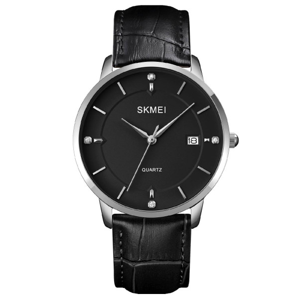 Жіночий годинник Skmei 1801LSIBK Silver-Black Leather фото 1