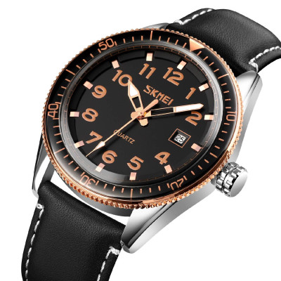 Skmei 9232LRGBK Rose-Gold Black Leather