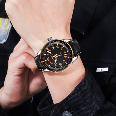Skmei 9232LRGBK Rose-Gold Black Leather
