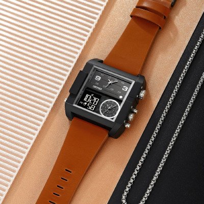 Skmei 2020BKBKBN Black-Broun-Black