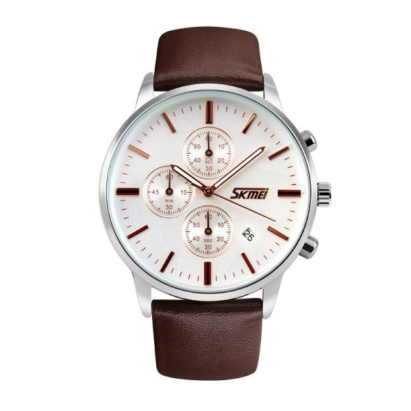 Чоловічий годинник Skmei 9103WTBN White-Brown фото 1