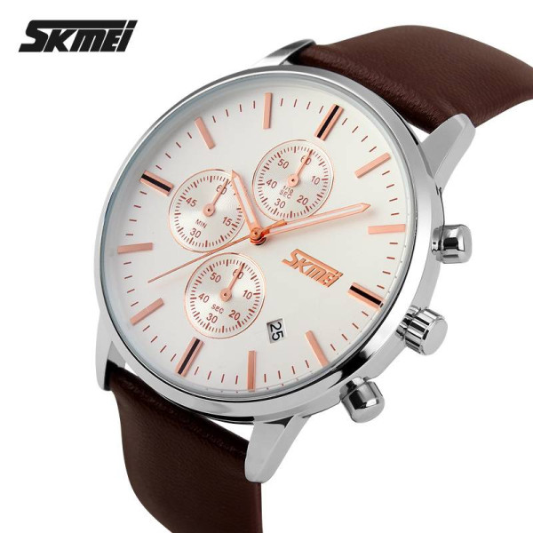 Чоловічий годинник Skmei 9103WTBN White-Brown фото 4