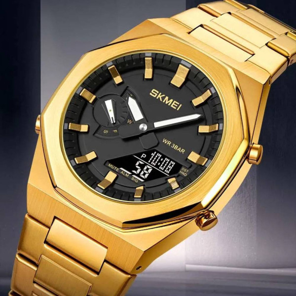 Мужские часы Skmei 1816GDWT Gold-White фото 3