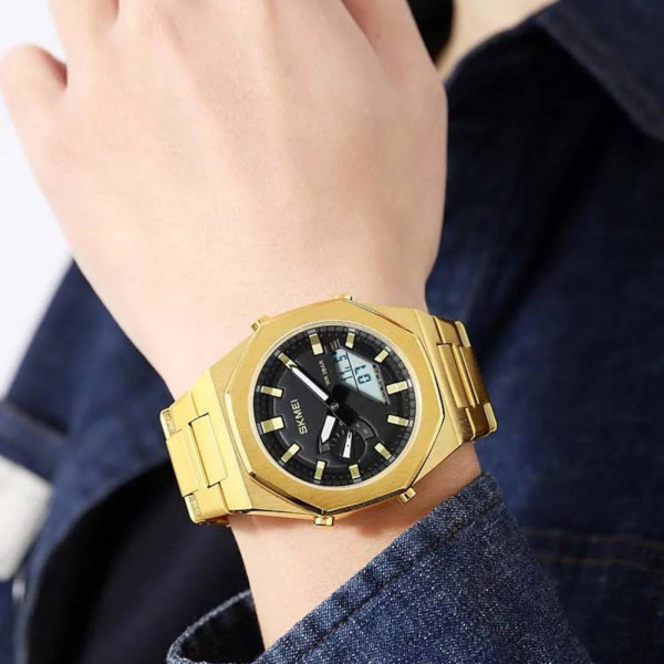 Мужские часы Skmei 1816GDWT Gold-White фото 4