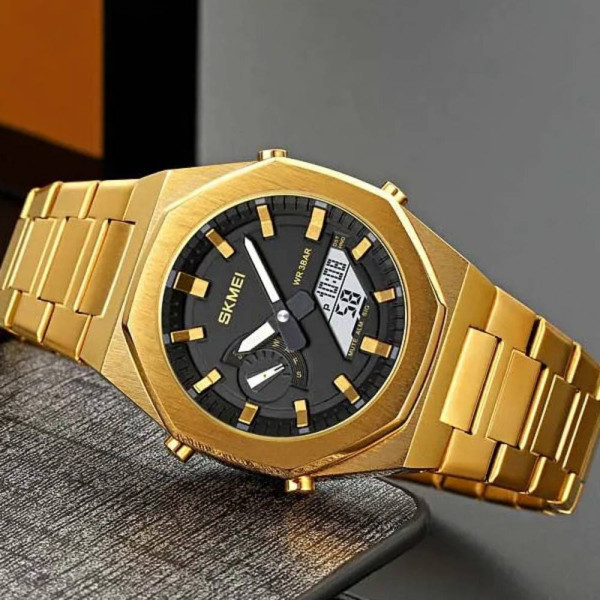 Мужские часы Skmei 1816GDWT Gold-White фото 5