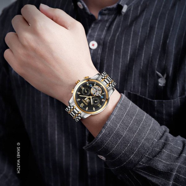 Чоловічий годинник Skmei M029TGDBK Gold-Silver-Black фото 4
