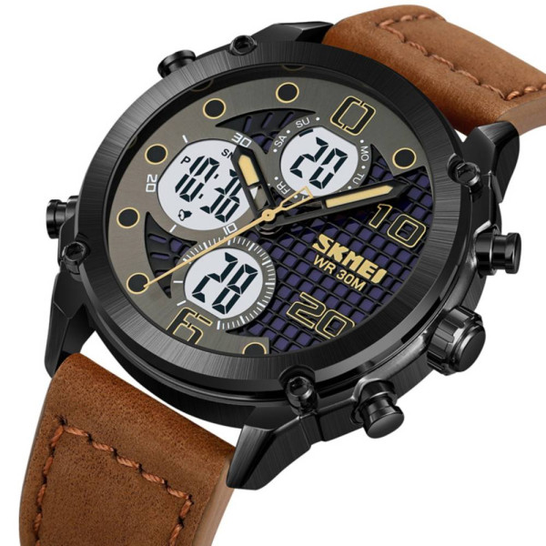 Мужские часы Skmei 1975LDKBNWT Dark Brown-White Leather. фото 3