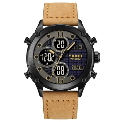 Чоловічий годинник Skmei 1975LLTBNBK Light Brown-Black Leather.