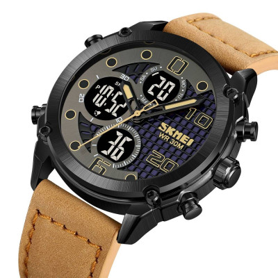 Чоловічий годинник Skmei 1975LLTBNBK Light Brown-Black Leather.