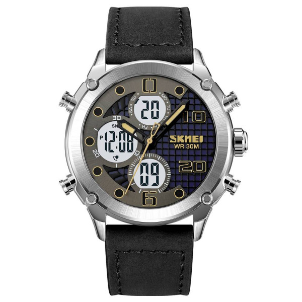 Мужские часы Skmei 1975LSIWT Silver-White Leather. фото 1