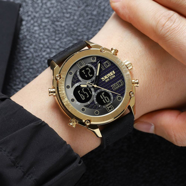 Мужские часы Skmei 1975LGDBK Gold-Black Leather фото 4