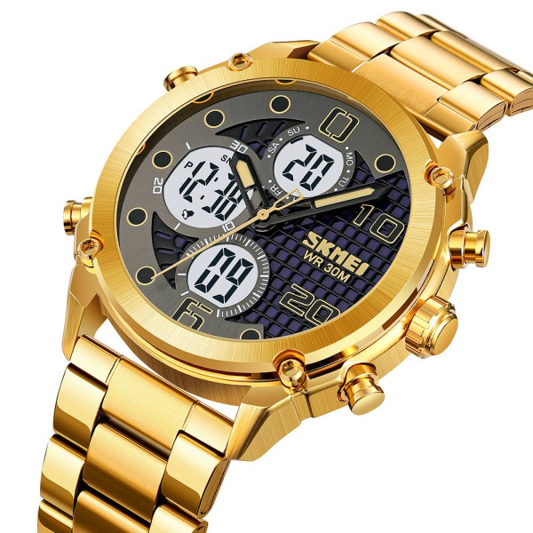 Мужские часы Skmei 1975SGDWT Gold-White Steel фото 3