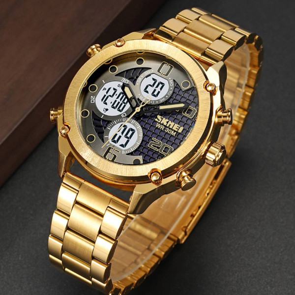 Мужские часы Skmei 1975SGDWT Gold-White Steel фото 5