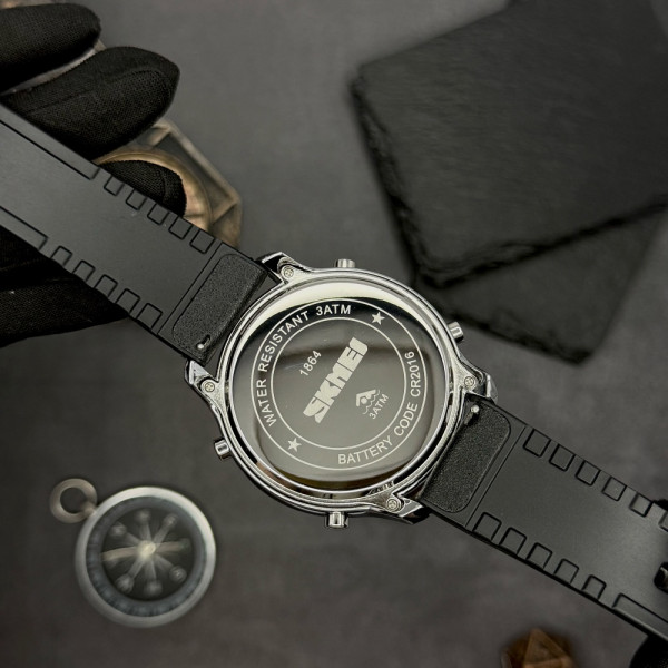 Мужские часы Skmei 1864LSIBK Silver-Black Leather фото 11