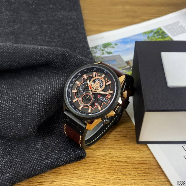 Мужские часы Curren 8380 Black-Cuprum-Dark Brown фото 8