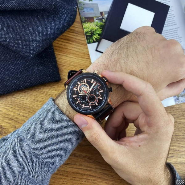 Мужские часы Curren 8380 Black-Cuprum-Dark Brown фото 10