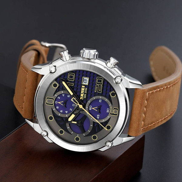 Чоловічий годинник Skmei 2051SIBN Silver-Brown фото 5