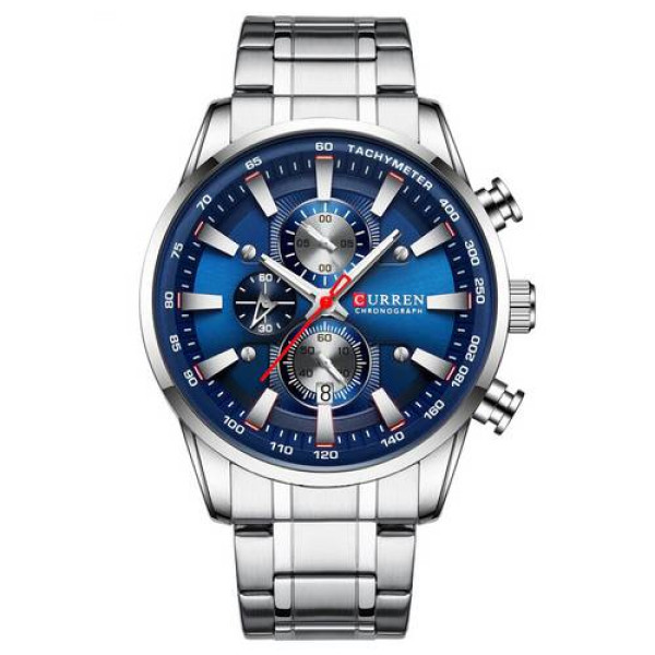 Чоловічий годинник Curren 8351 Silver-Blue фото 1