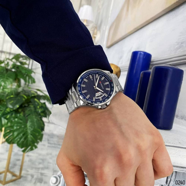 Чоловічий годинник Curren 8375 Silver-Blue фото 12