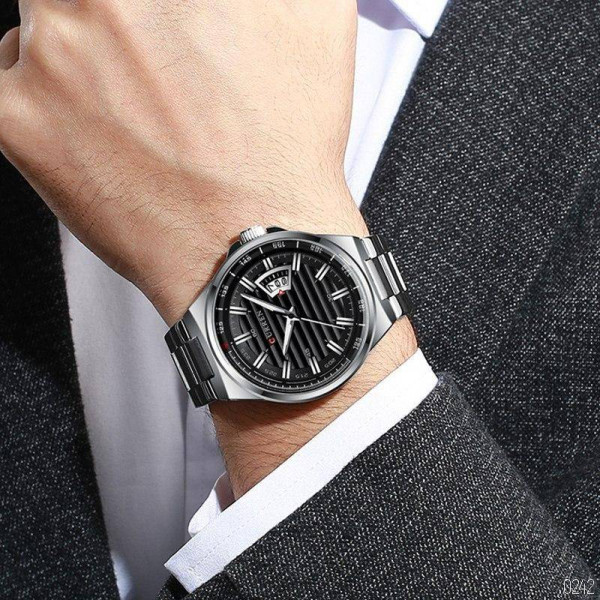 Чоловічий годинник Curren 8375 Silver-Black фото 4