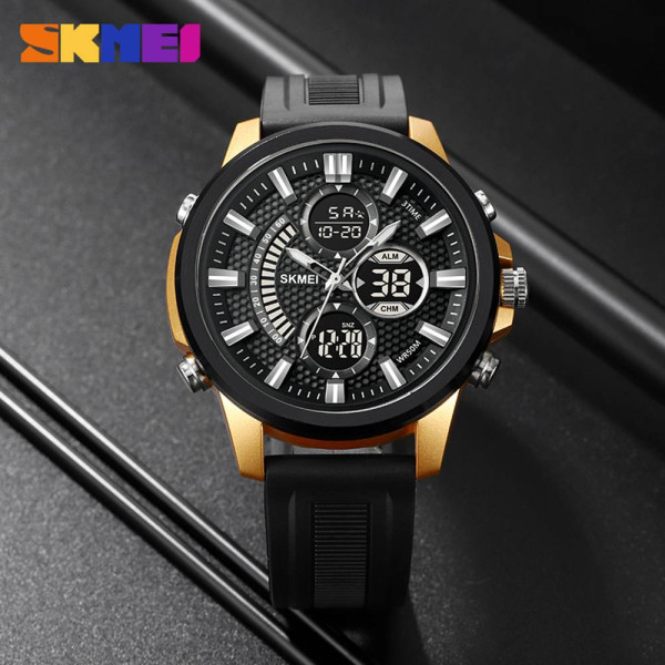 Чоловічий годинник Skmei 2235BKGDBK Black-Gold-Black фото 5