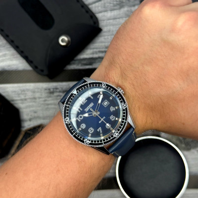 Мужские часы Skmei 9232LSIBU Silver-Blue-Leather Strap