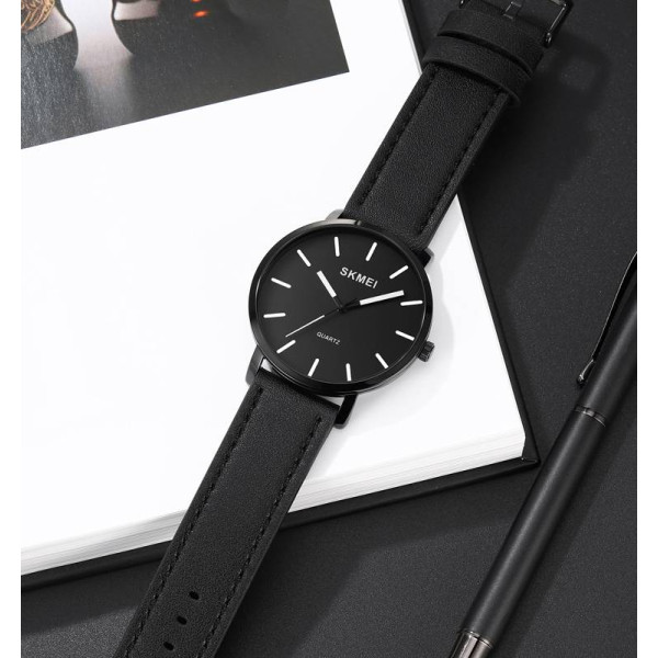 Чоловічий годинник Skmei 1984LBK Black-leather belt фото 5