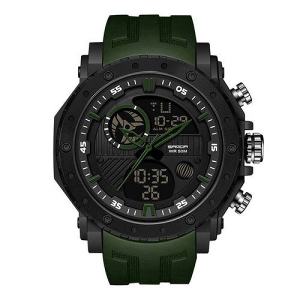 Чоловічий годинник Sanda 6012 Green-Black фото 1