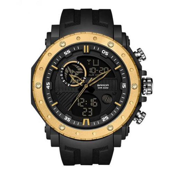 Мужские часы Sanda 6012 Black-Gold фото 1
