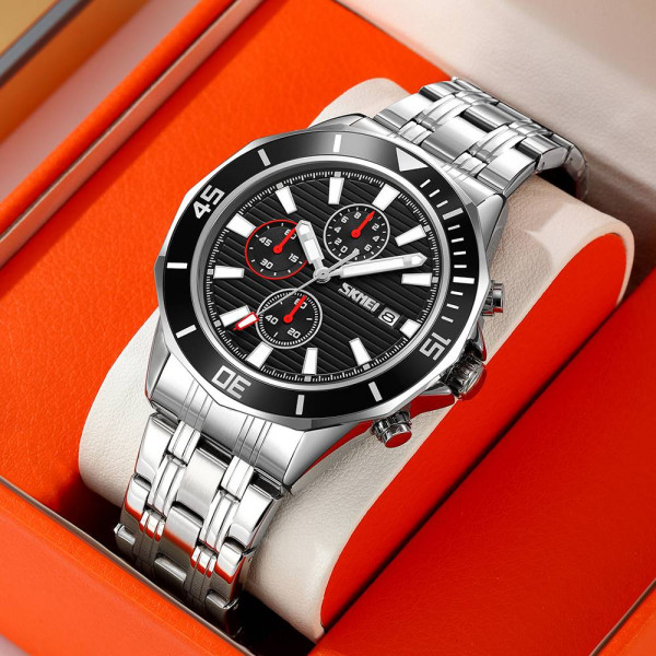 Чоловічий годинник Skmei 9335SIBK Silver-Black фото 4