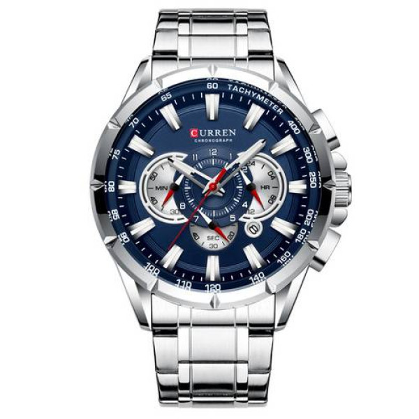 Чоловічий годинник Curren 8363 Silver-Blue фото 1