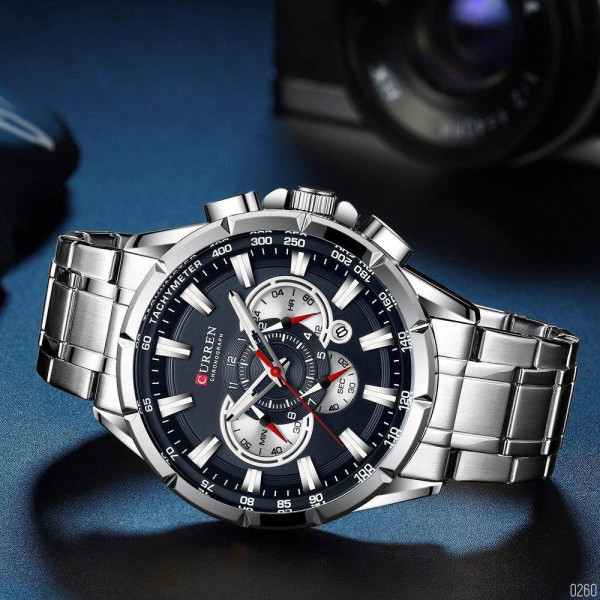 Чоловічий годинник Curren 8363 Silver-Blue фото 4